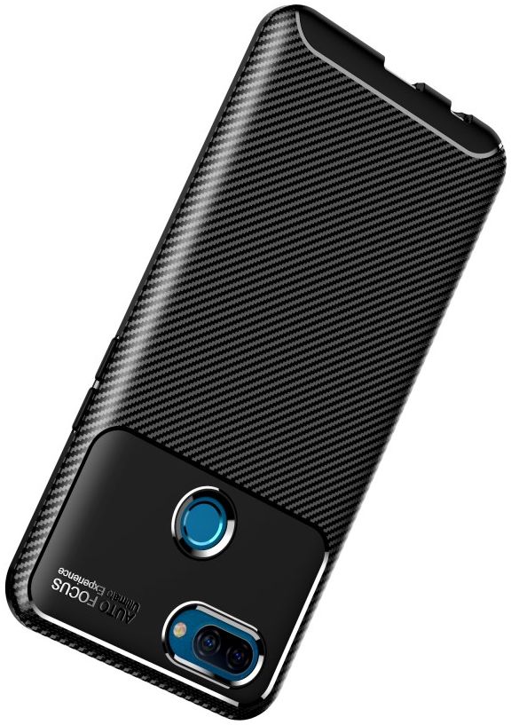 Oppo A12 Hoesje Geborsteld Carbon Flexibele Back Cover Zwart afbeelding 6