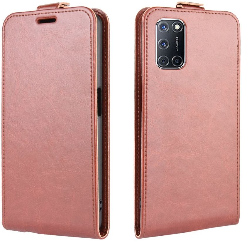Oppo A52/A72 Vertical Wallet Flip Case Brown afbeelding 1