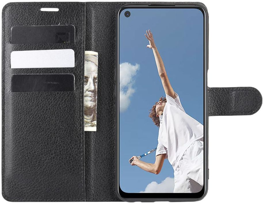 Oppo A52/A72 Litchi Skin Portemonnee Hoesje Zwart afbeelding 5