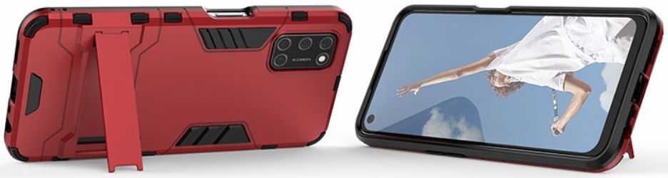 Oppo A52/A72 Hoesje Shock Proof Back Cover Met Kickstand Rood afbeelding 4