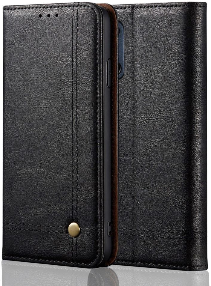 Oppo A52 / A72 Crazy Horse Vintage Portemonnee Hoesje Zwart afbeelding 1