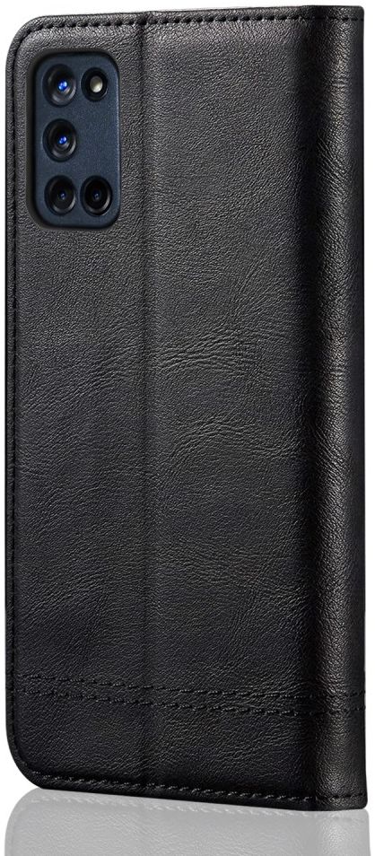 Oppo A52 / A72 Crazy Horse Vintage Portemonnee Hoesje Zwart afbeelding 3