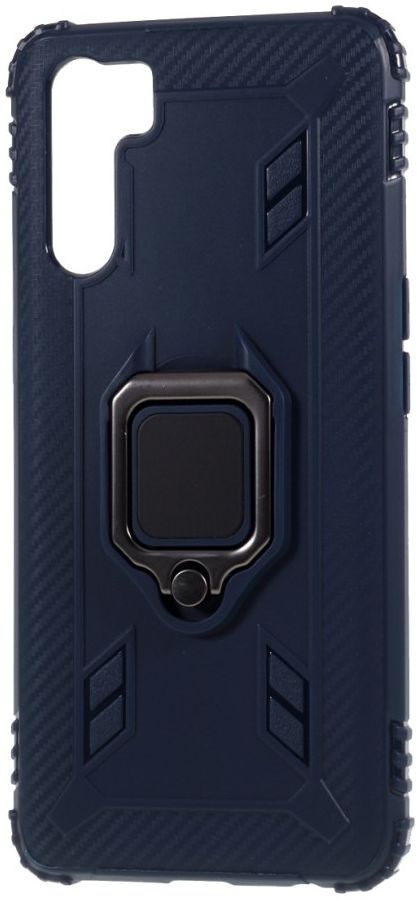 Oppo A91 Hoesje met Kickstand Ring Blauw afbeelding 2