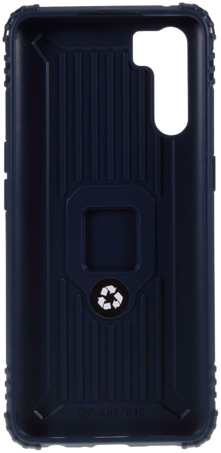 Oppo A91 Hoesje met Kickstand Ring Blauw afbeelding 3
