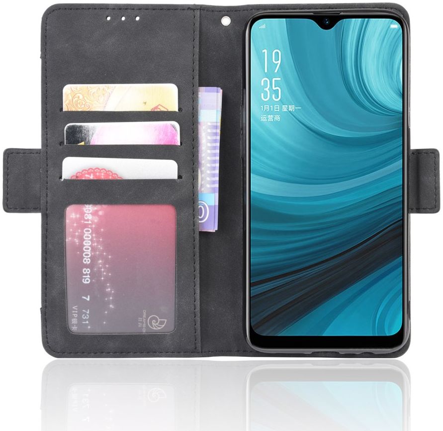 Oppo A12 Portemonnee Book Case Hoesje Met Kaarthouder Zwart afbeelding 1