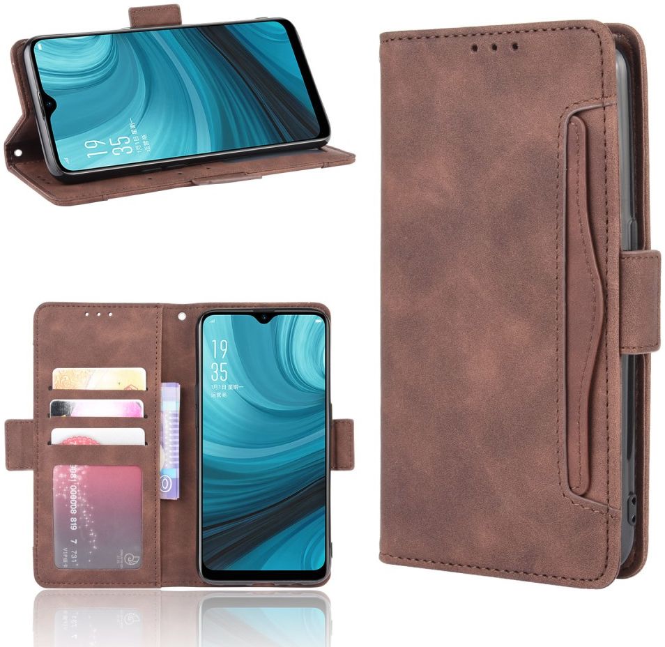 Oppo A12 Portemonnee Book Case Hoesje Met Kaarthouder Bruin afbeelding 11