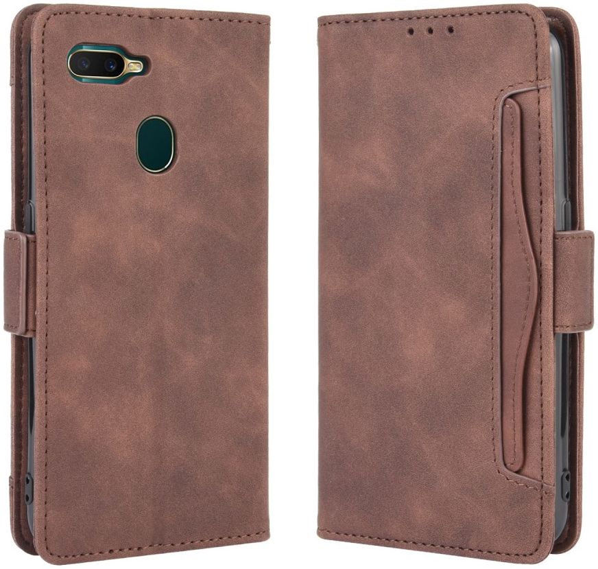 Oppo A12 Portemonnee Book Case Hoesje Met Kaarthouder Bruin afbeelding 2