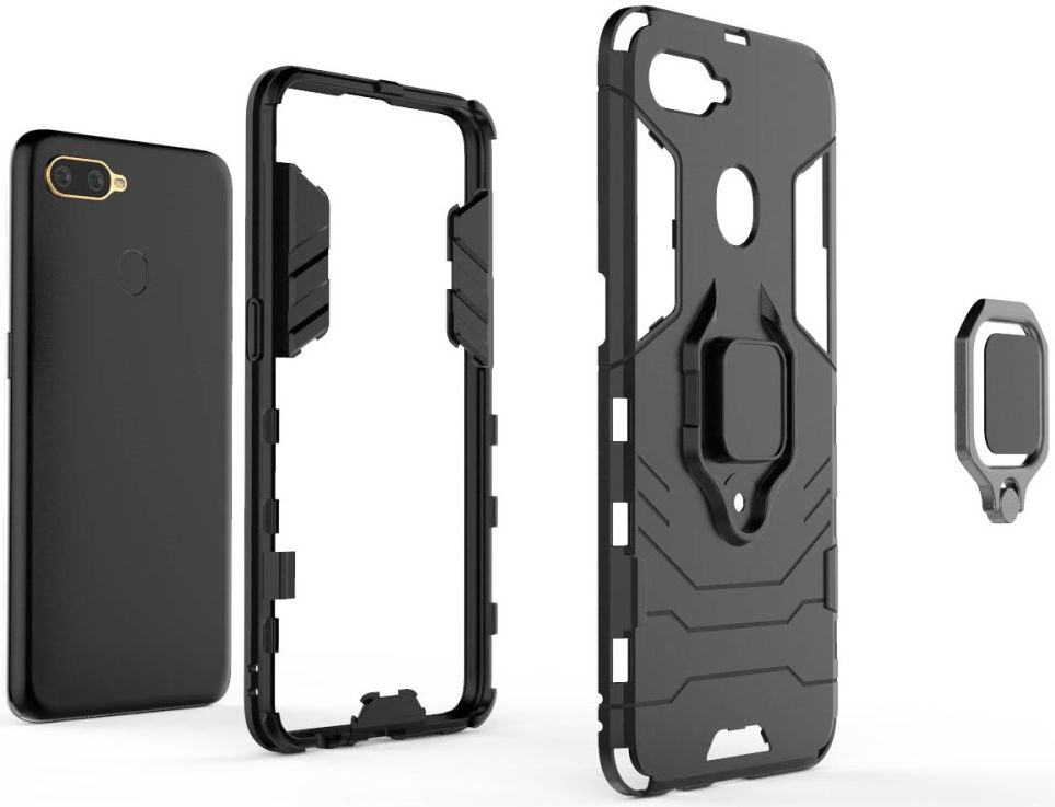 Oppo A12 Hybride hoesje met Kickstand Zwart afbeelding 3