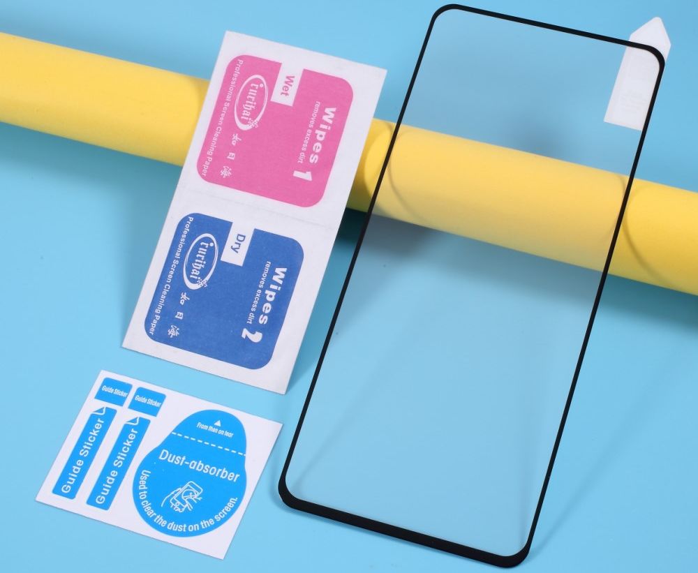 LG K61 Full Size Tempered Glass Screenprotector Zwart afbeelding 6