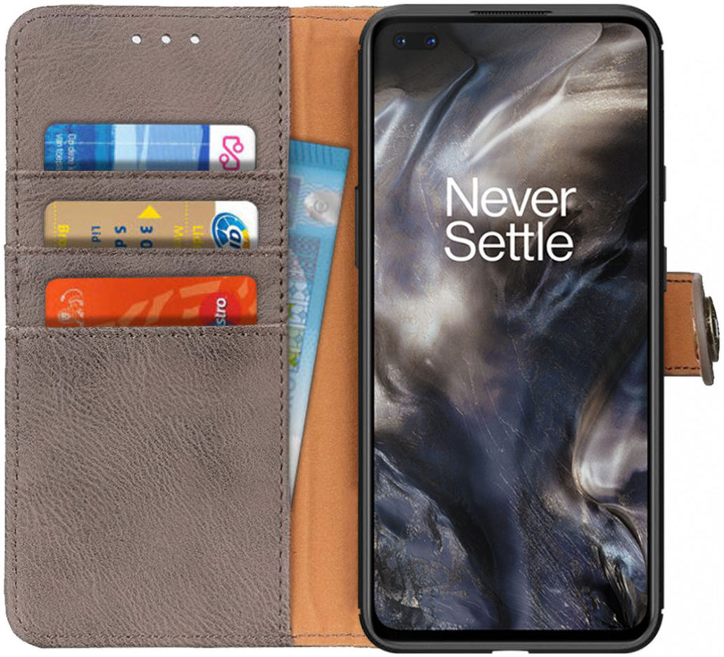 KHAZNEH OnePlus Nord Hoesje Portemonnee Book Case Grijs afbeelding 1