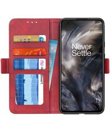 OnePlus Nord Hoesje Wallet Book Case Rood Hoesjes
