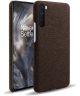 OnePlus Nord Hoesje Stof Textuur Back Cover Bruin