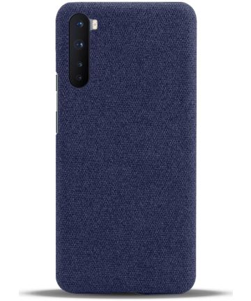 OnePlus Nord Hoesje Stof Textuur Back Cover Blauw Hoesjes