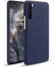 OnePlus Nord Hoesje Stof Textuur Back Cover Blauw