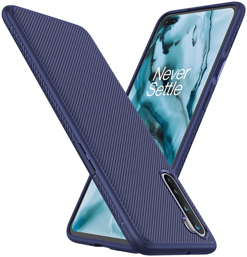 OnePlus Nord Hoesje Twill Slim Texture Back Cover Blauw afbeelding 2