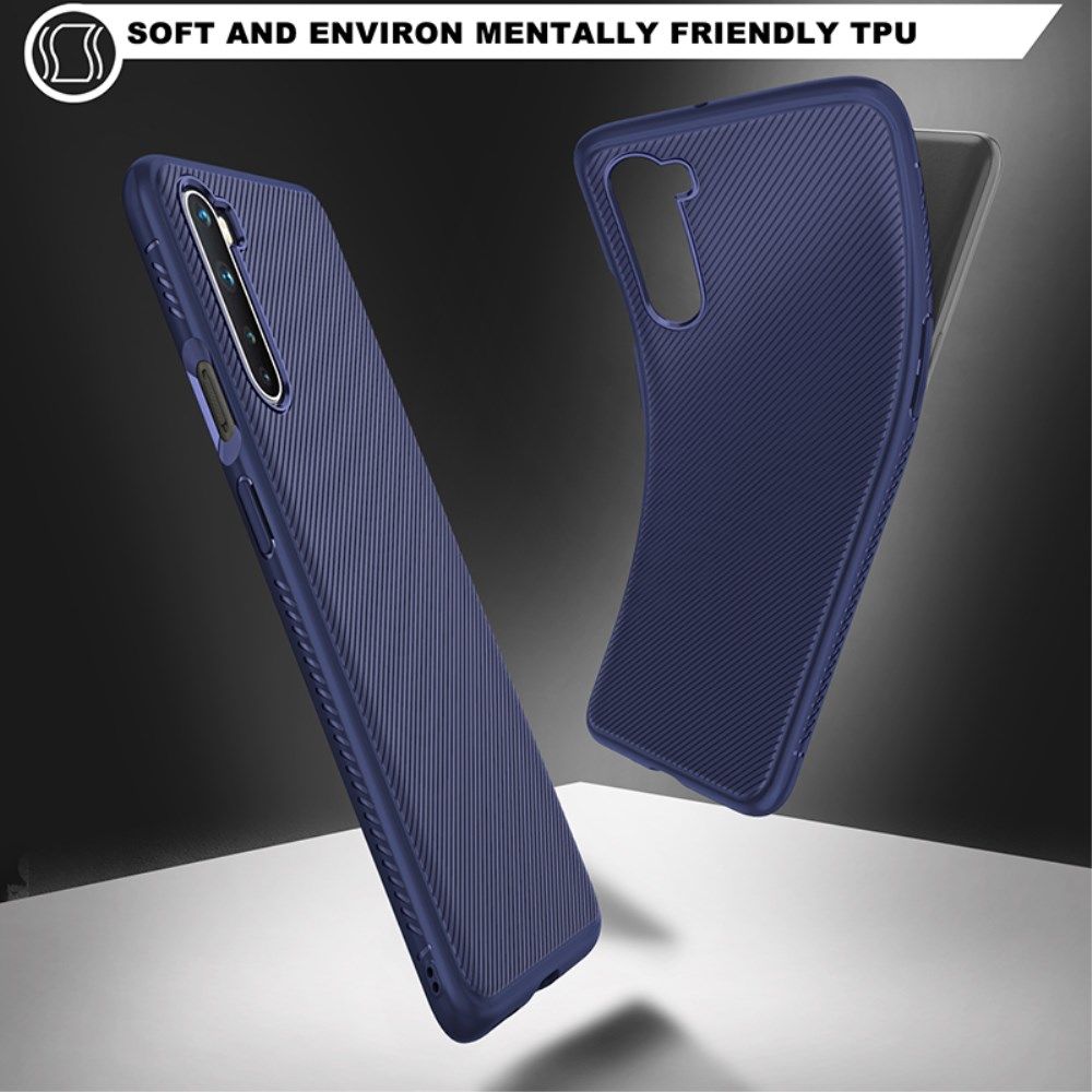 OnePlus Nord Hoesje Twill Slim Texture Back Cover Blauw afbeelding 4