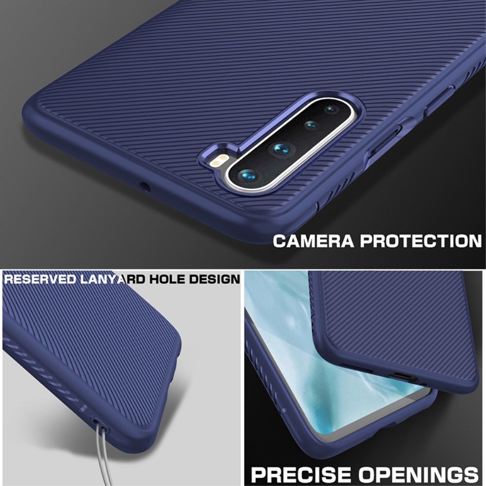 OnePlus Nord Hoesje Twill Slim Texture Back Cover Blauw afbeelding 5