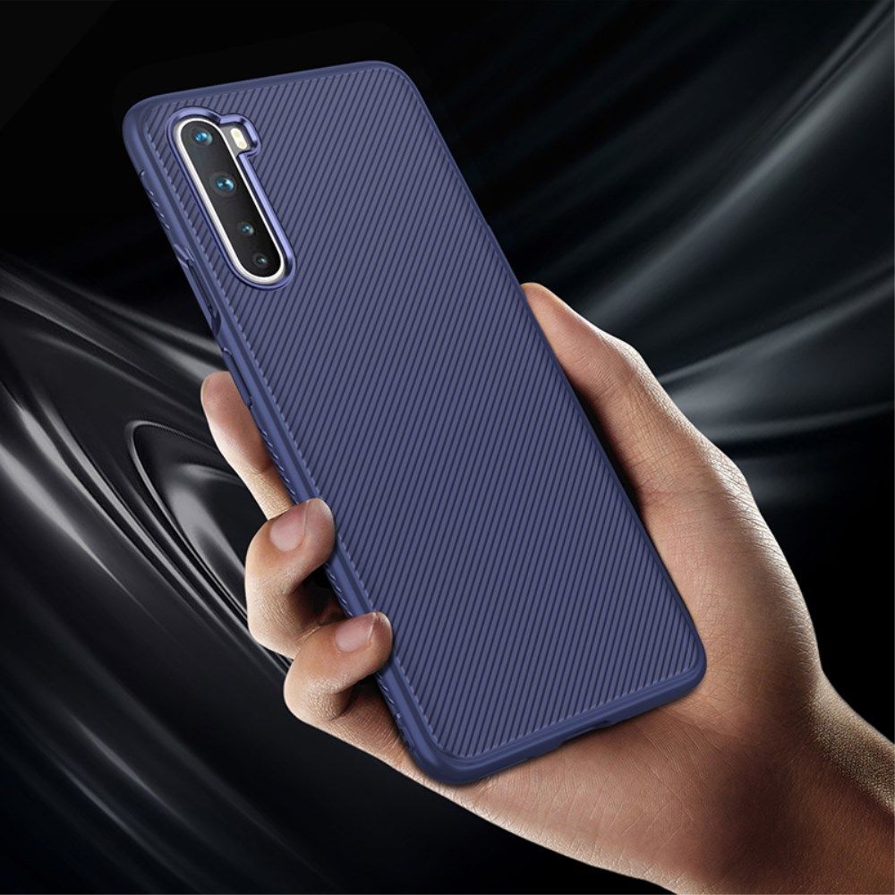OnePlus Nord Hoesje Twill Slim Texture Back Cover Blauw afbeelding 6