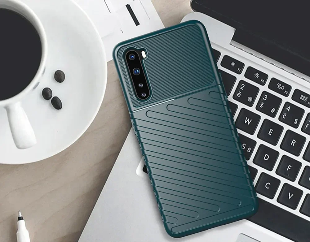OnePlus Nord Twill Thunder Texture Back Cover Groen afbeelding 2