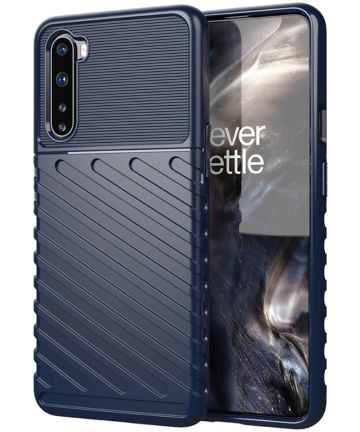 OnePlus Nord Twill Thunder Texture Back Cover Blauw Hoesjes