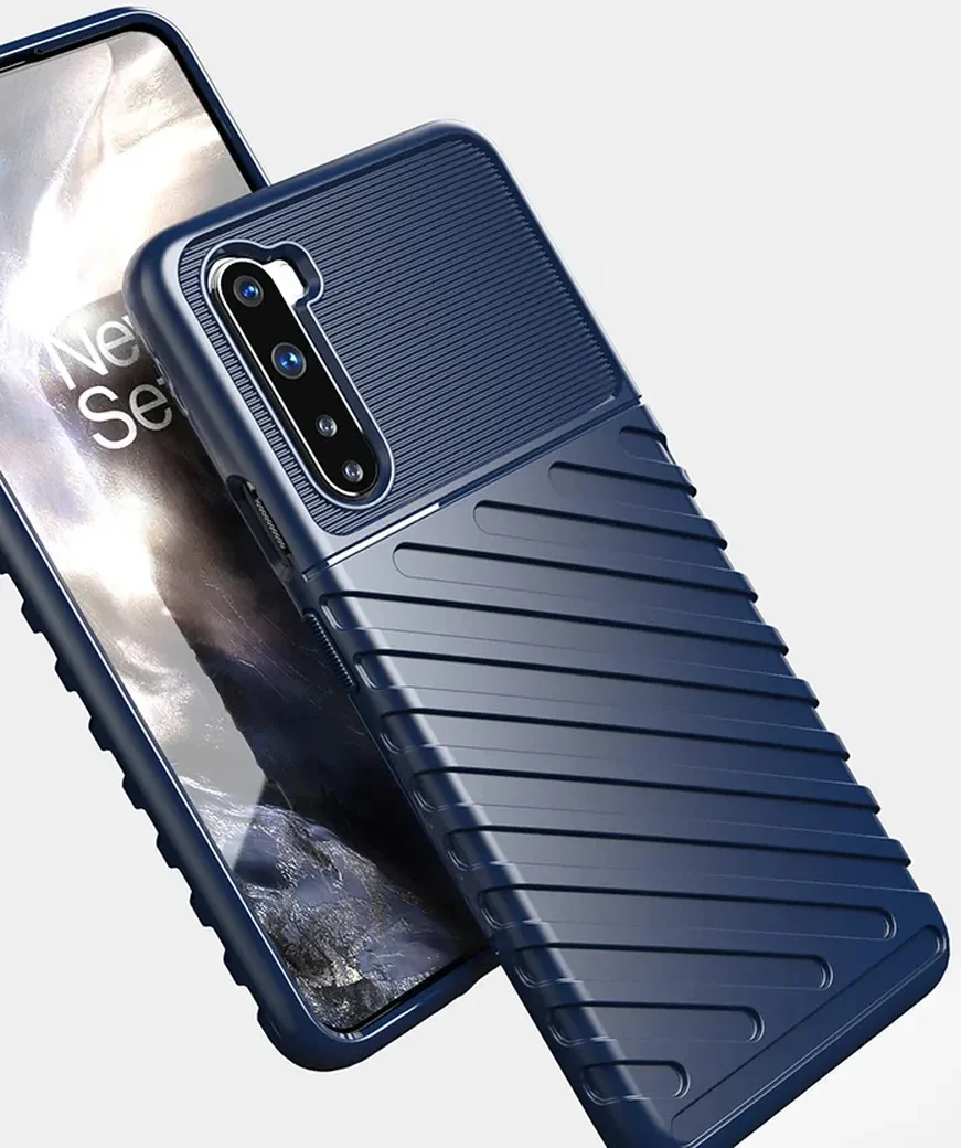 OnePlus Nord Twill Thunder Texture Back Cover Blauw afbeelding 2