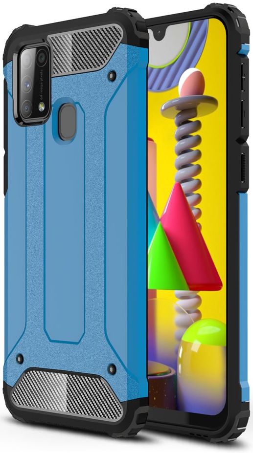 Samsung Galaxy M31 Hoesje Shock Proof Hybride Backcover Blauw afbeelding 1