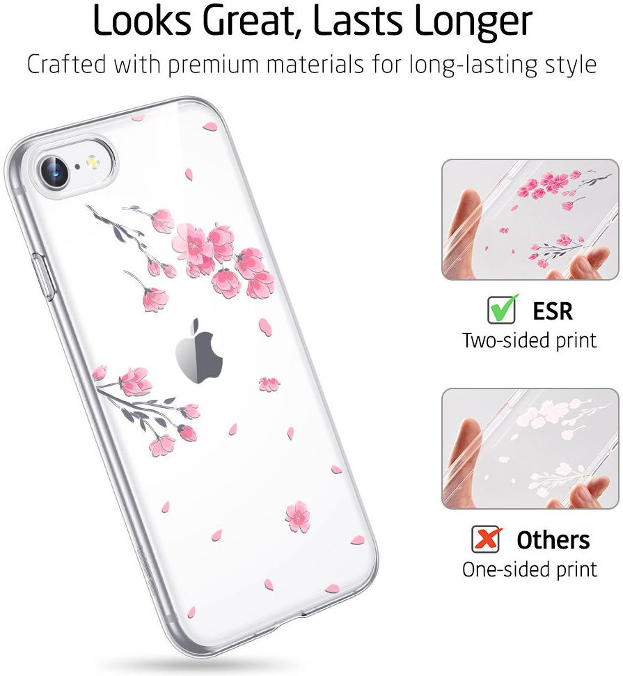 ESR Mania Back Cover hoesje iPhone 7/8/SE 2020 Cherry Blossom print afbeelding 4