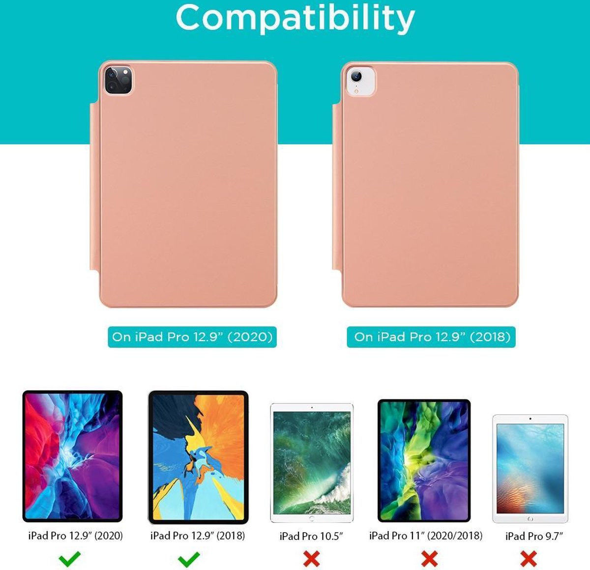 ESR Rebound Book Case Apple iPad Pro 12.9 2018 / 2020 Rose Goud afbeelding 6