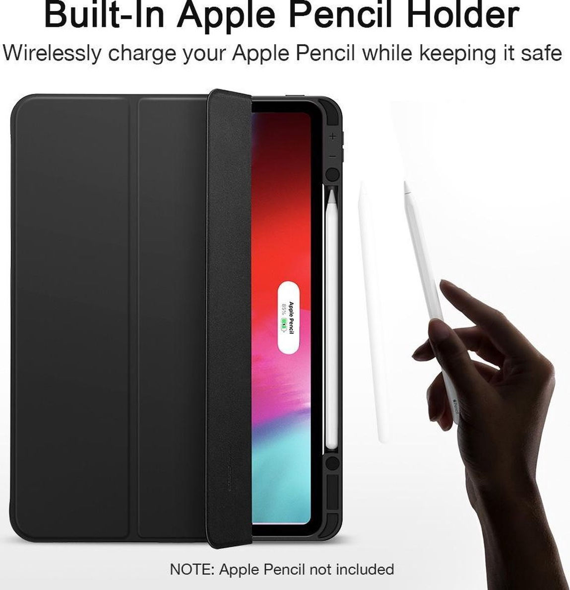 ESR Rebound Pencil Book Case Apple iPad Pro 12.9 2018 / 2020 Zwart afbeelding 2