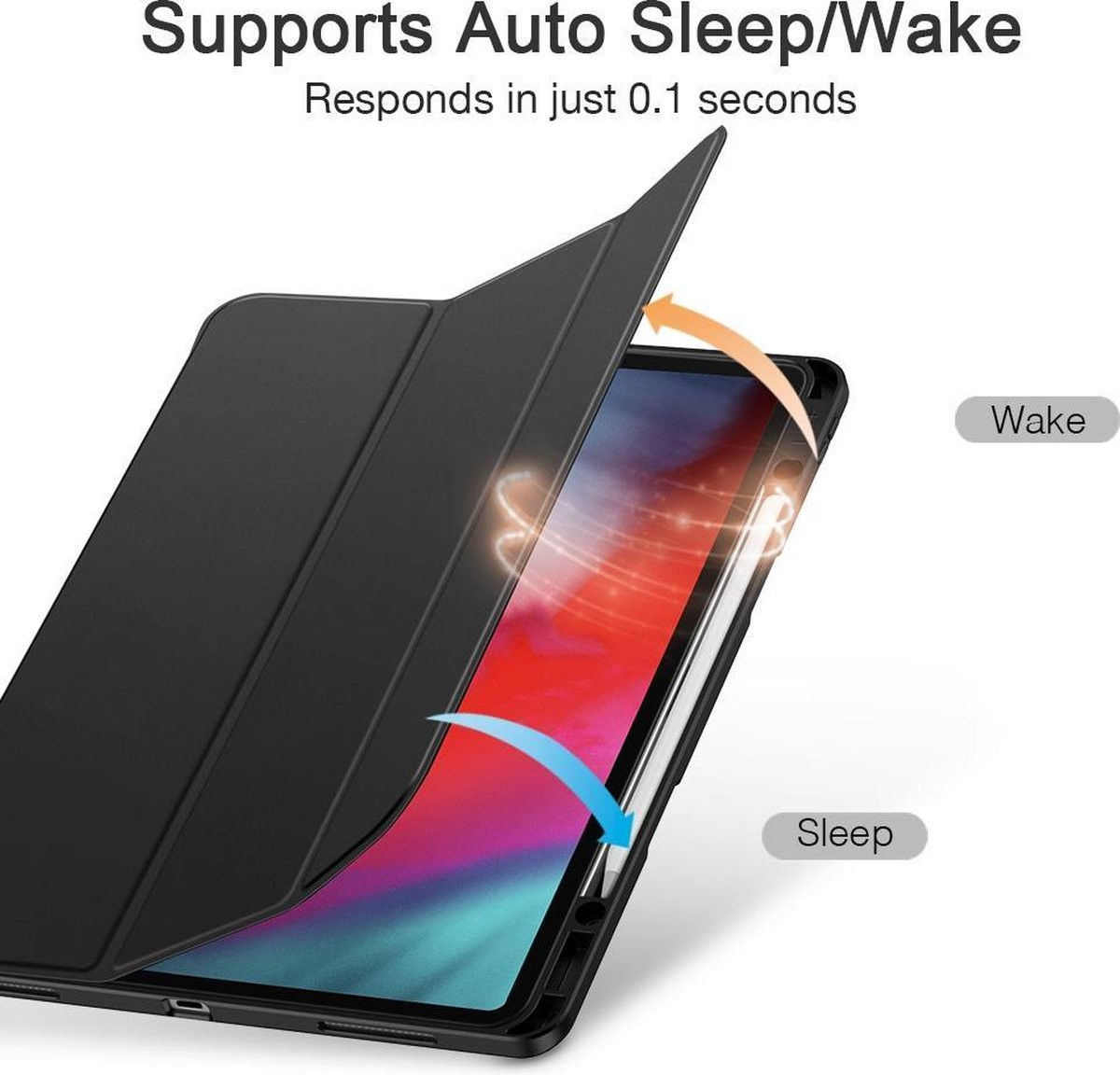 ESR Rebound Pencil Book Case Apple iPad Pro 12.9 2018 / 2020 Zwart afbeelding 3