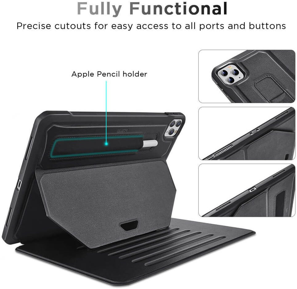 ESR Sentry Stand Cover Apple iPad Pro 12.9 2018 / 2020 Zwart GSMpunt.nl