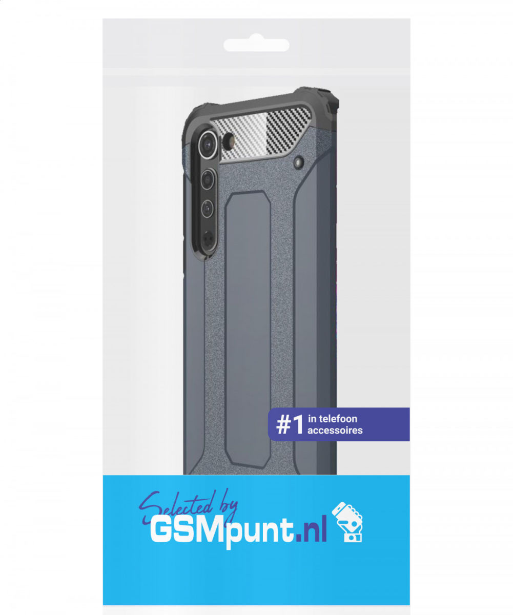 Motorola Edge Hoesje Shock Proof Hybride Backcover Donker Blauw afbeelding 2