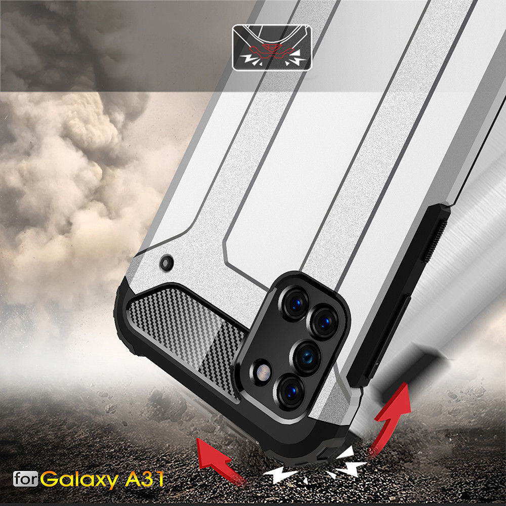 Samsung Galaxy A31 Hoesje Shock Proof Hybride Back Cover Zwart afbeelding 4