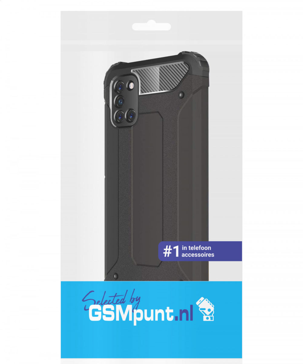 Samsung Galaxy A31 Hoesje Shock Proof Hybride Back Cover Zwart afbeelding 2