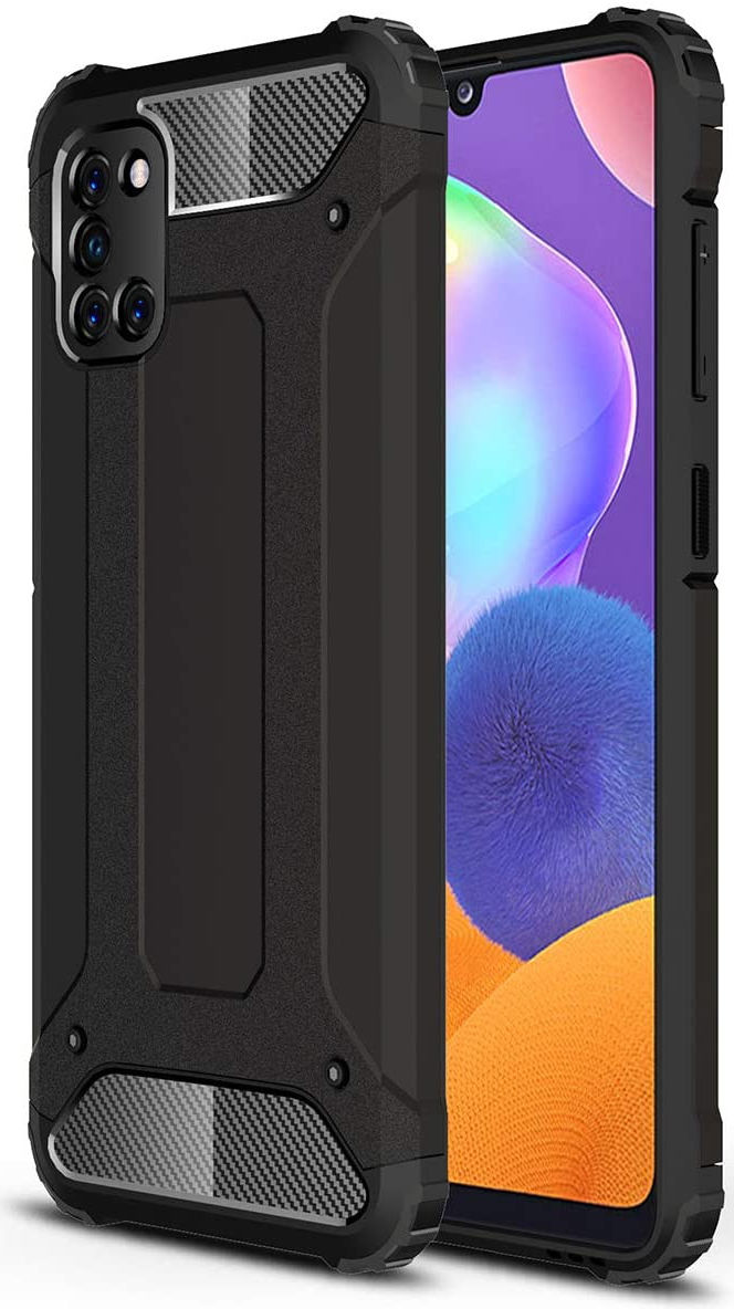 Samsung Galaxy A31 Hoesje Shock Proof Hybride Back Cover Zwart afbeelding 1