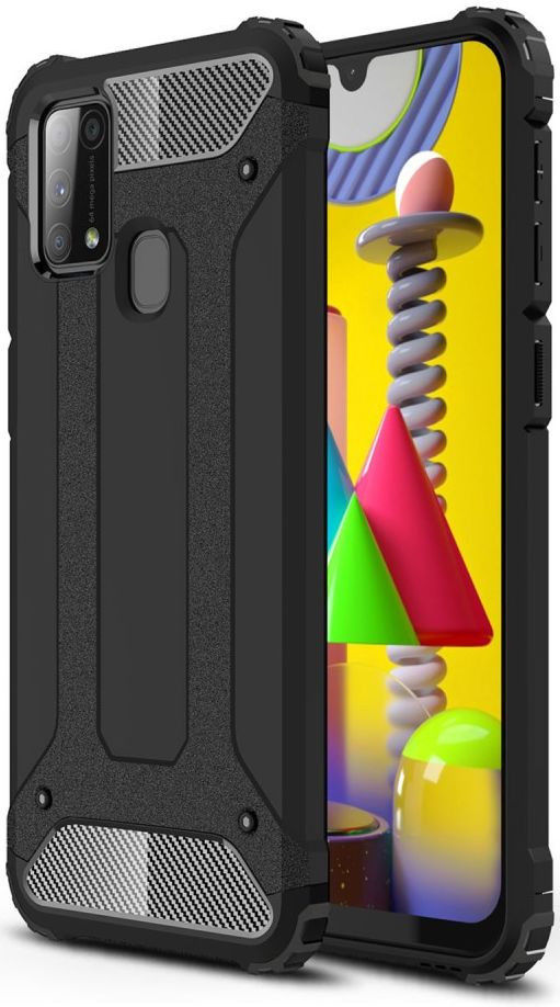Samsung Galaxy M31 Hoesje Shock Proof Hybride Backcover Zwart afbeelding 1