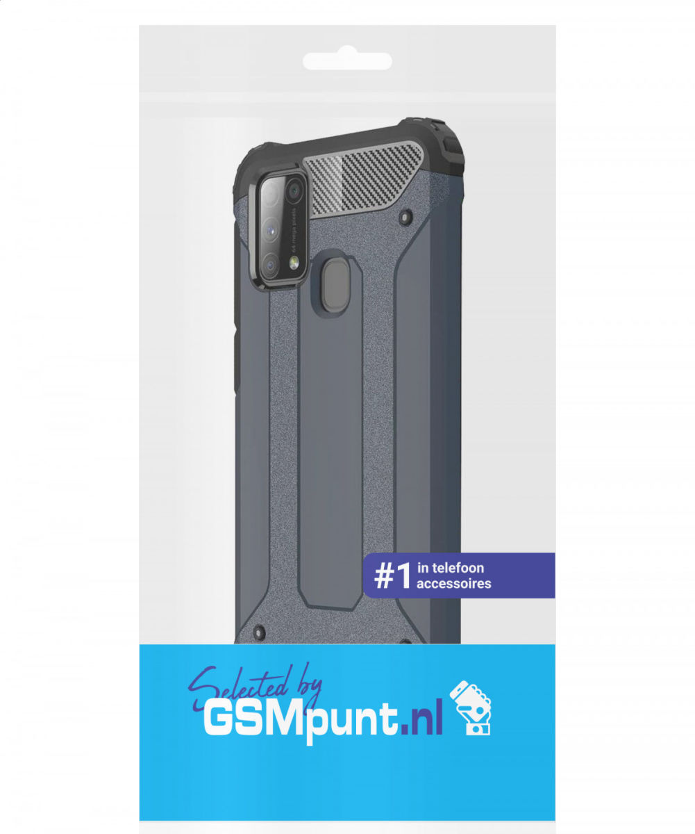 Samsung Galaxy M31 Hoesje Shock Proof Hybride Backcover Donker Blauw afbeelding 2