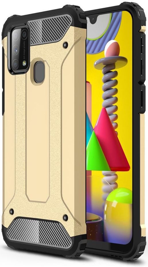 Samsung Galaxy M31 Hoesje Shock Proof Hybride Backcover Goud afbeelding 1