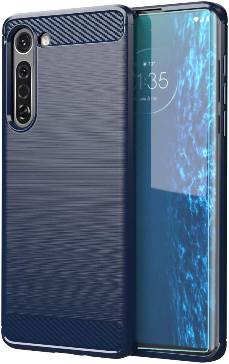 Motorola Edge Hoesje Geborsteld TPU Flexibel Blauw afbeelding 1