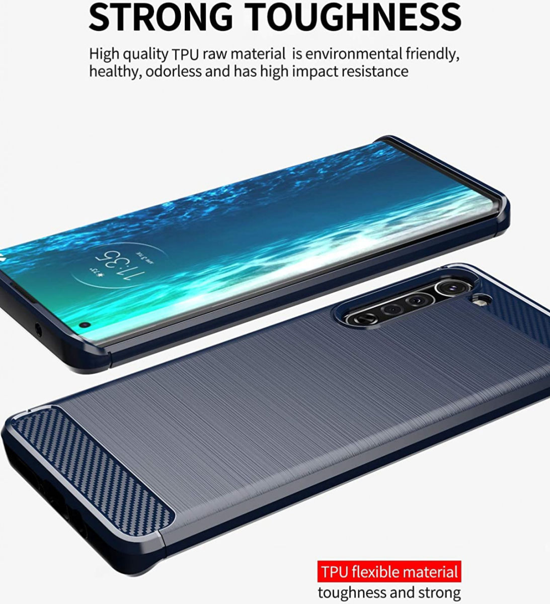 Motorola Edge Hoesje Geborsteld TPU Flexibel Blauw afbeelding 4