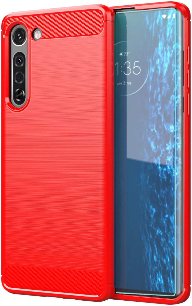 Motorola Edge Hoesje Geborsteld TPU Flexibel Rood afbeelding 1