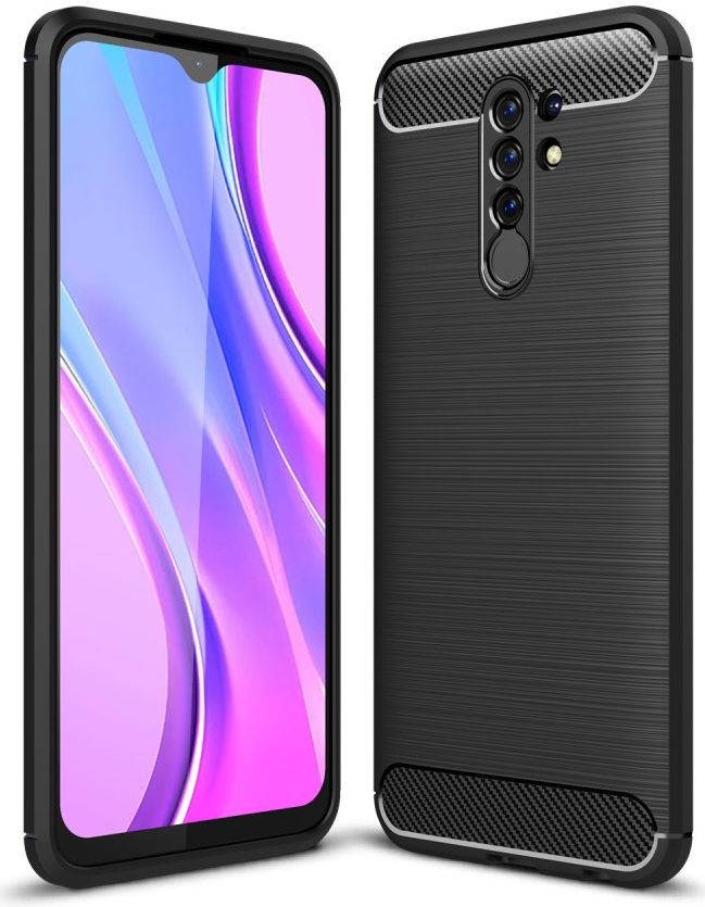 Xiaomi Redmi 9 Hoesje Geborsteld TPU Flexibel Zwart afbeelding 1