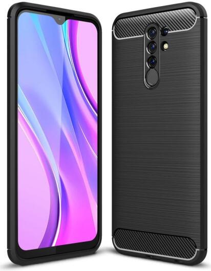 Xiaomi Redmi 9 Hoesje Geborsteld TPU Flexibel Zwart afbeelding 1