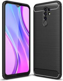 Xiaomi Redmi 9 Hoesje Geborsteld TPU Flexibel Zwart