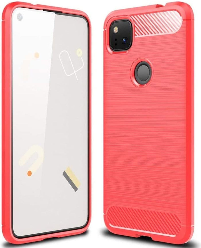 Google Pixel 4A Hoesje Geborsteld TPU Flexibel Rood afbeelding 2