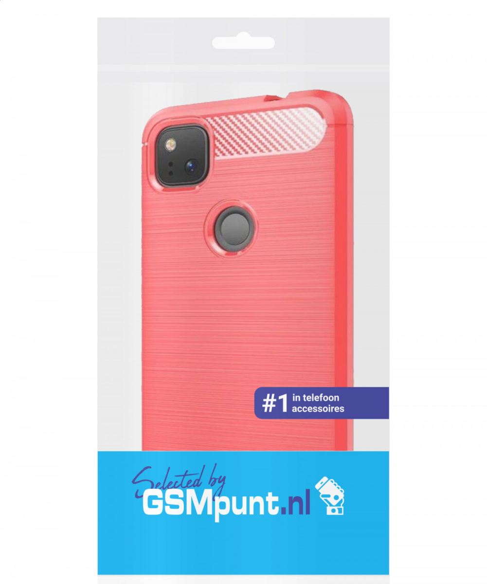 Google Pixel 4A Hoesje Geborsteld TPU Flexibel Rood afbeelding 4