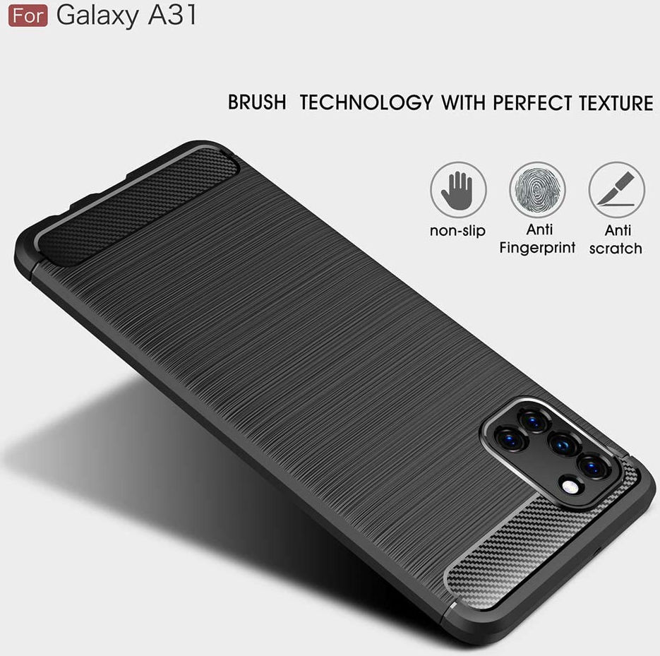 Samsung Galaxy A31 Hoesje Geborsteld TPU Flexibele Back Cover Zwart afbeelding 8