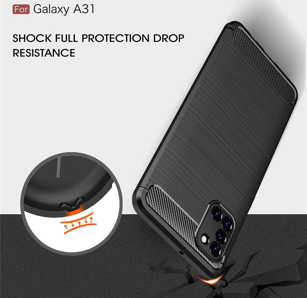 Samsung Galaxy A31 Hoesje Geborsteld TPU Flexibele Back Cover Zwart afbeelding 7