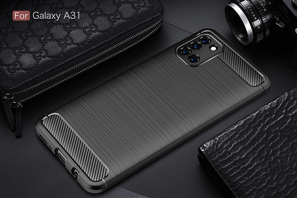 Samsung Galaxy A31 Hoesje Geborsteld TPU Flexibele Back Cover Zwart afbeelding 5