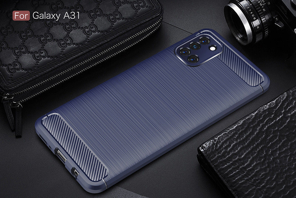 Samsung Galaxy A31 Hoesje Geborsteld TPU Flexibele Back Cover Blauw afbeelding 5